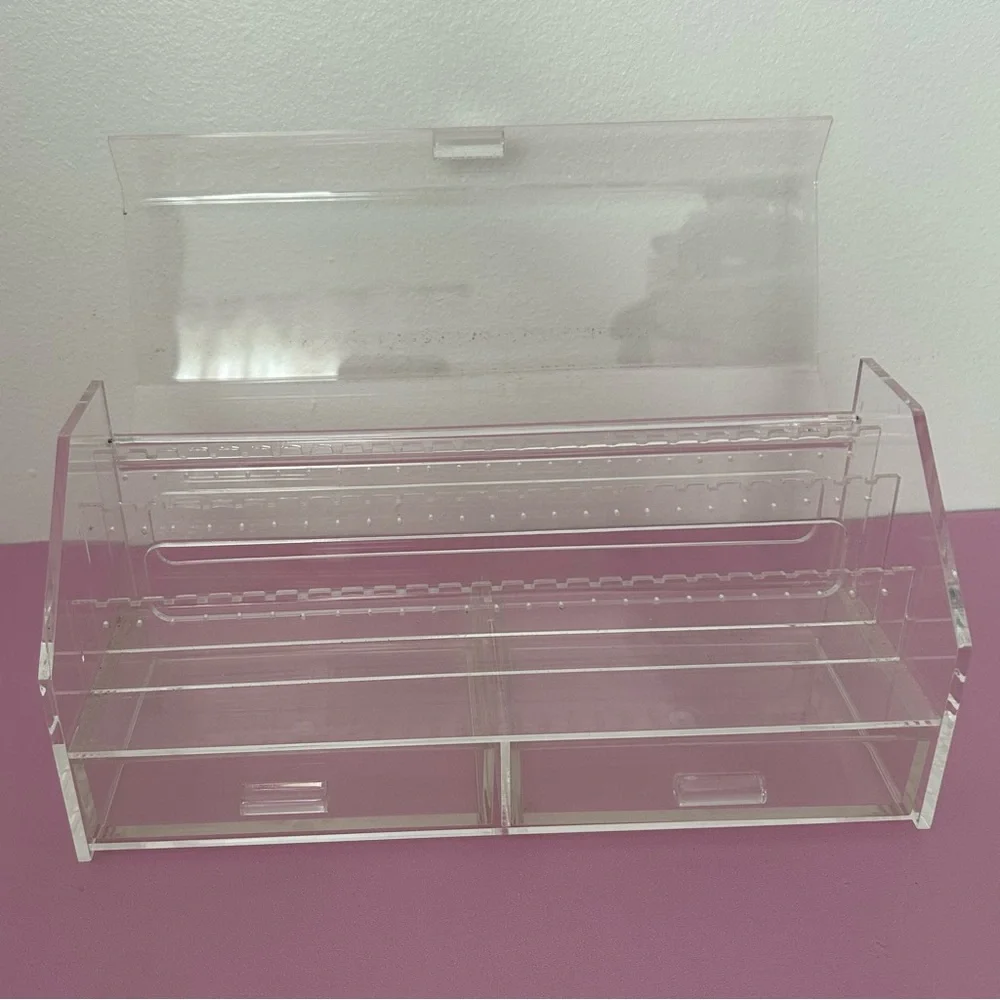 Clear Acrylic Earring Holder Box with Drawers Holds 37 Pairs